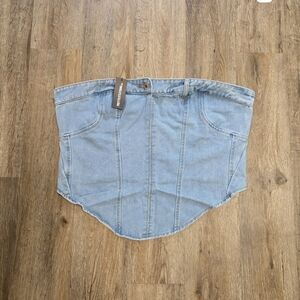 PrettyLittleThing Blue Denim Corset Top
